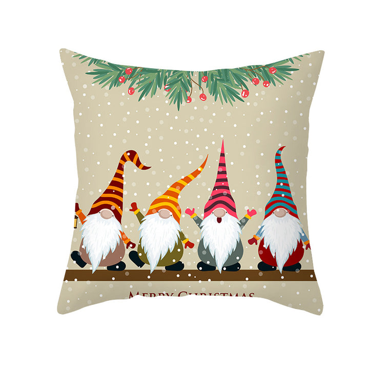 Holiday Decorative Throw Pillow Plush Polyester Cover Festive Santa Reindeer Snowman Print