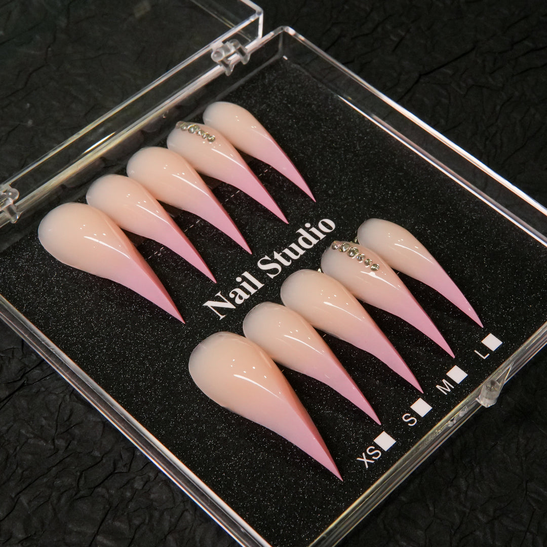 Stiletto Press-On Nail Enhancements with Rhinestone Accents