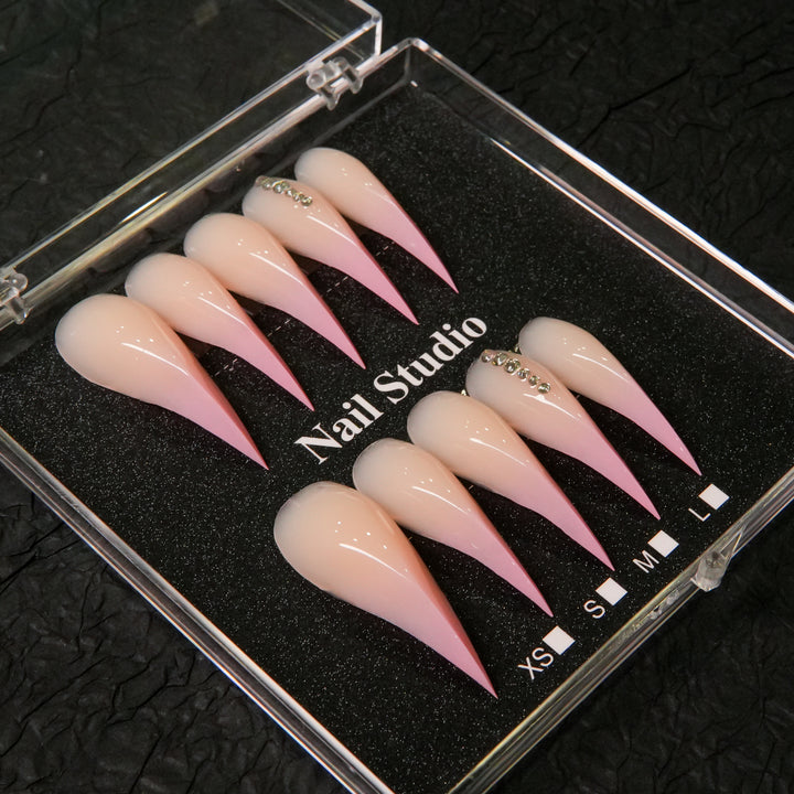 Stiletto Press-On Nail Enhancements with Rhinestone Accents