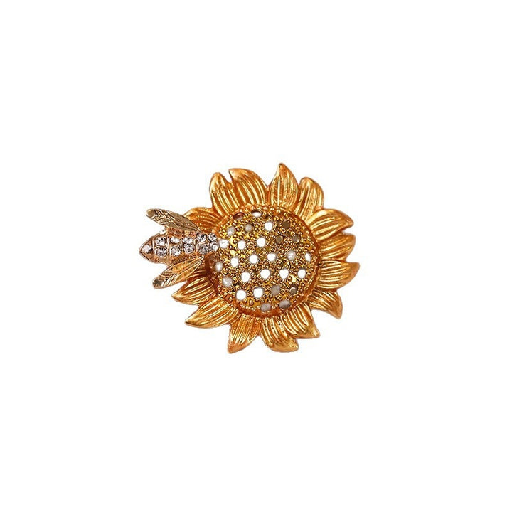 Elegant sunflower brooch with crystals Stornfield