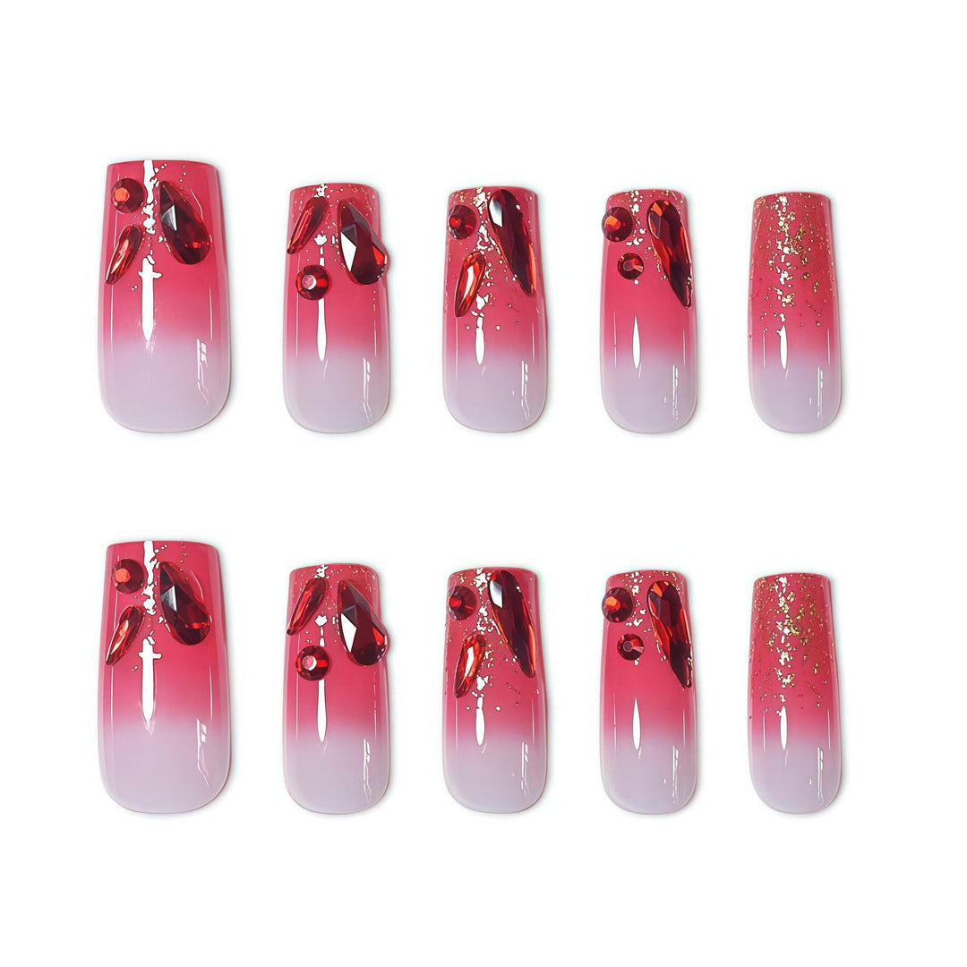 Elegant 3D Gemstone Press-On Nail Art Stornfield