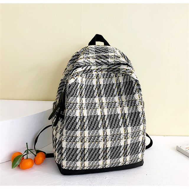 Textured Plaid Backpack