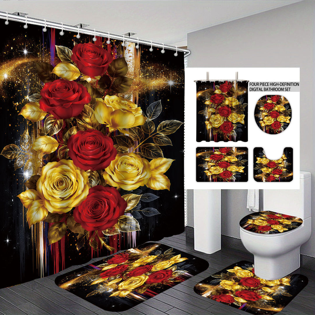 High-Definition Leopard-Themed Four-Piece Bathroom Set Stornfield