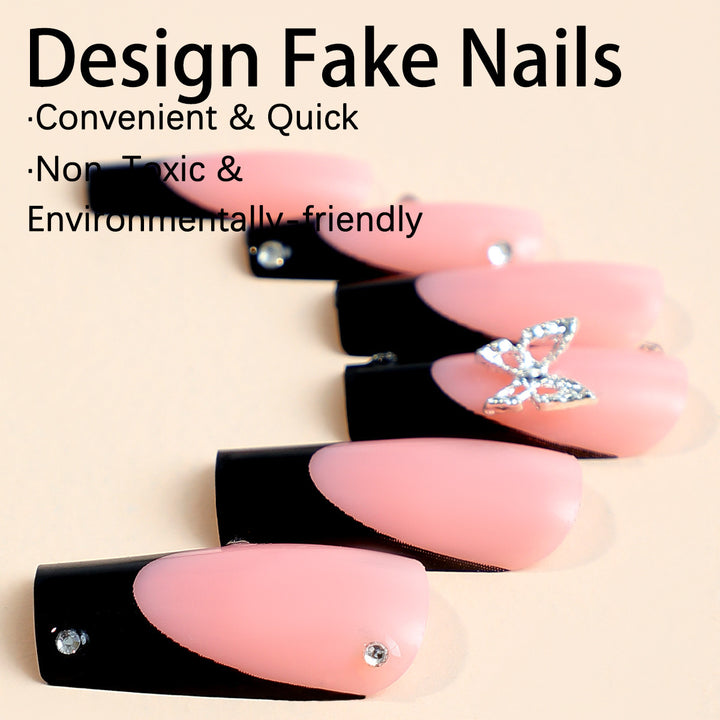 Acrylic nail set with elegant rhinestone details and modern designs Stornfield