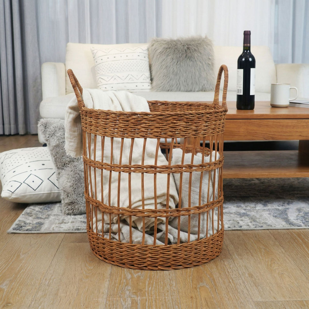 Handcrafted laundry basket made from natural rattan Stornfield