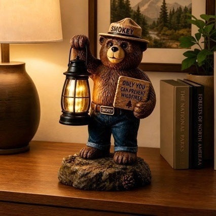 Decorative bear figurine with lantern Stornfield