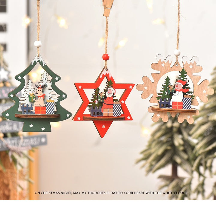 Festive Wooden Christmas Ornament Set
