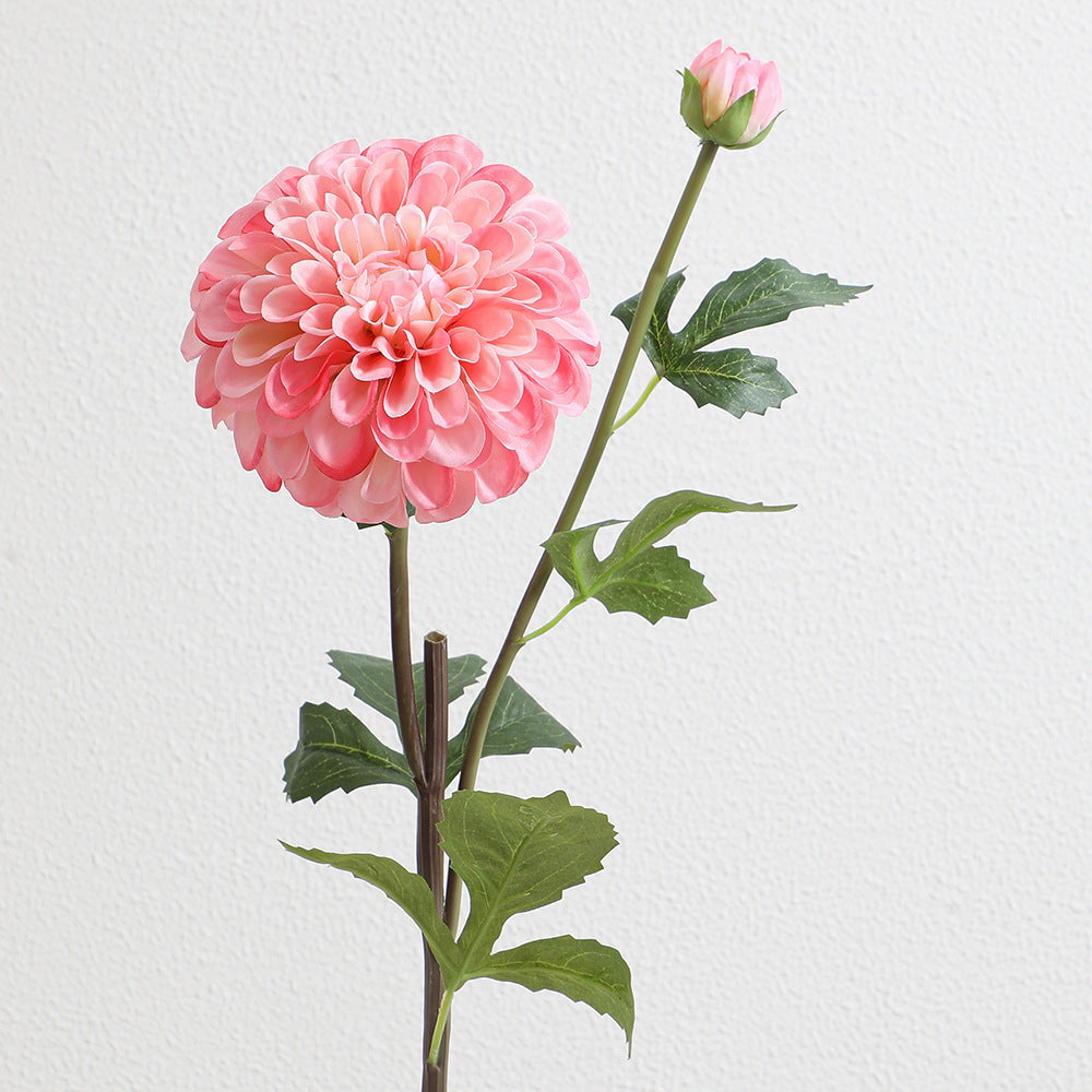 Artificial dahlia flower branch with realistic texture