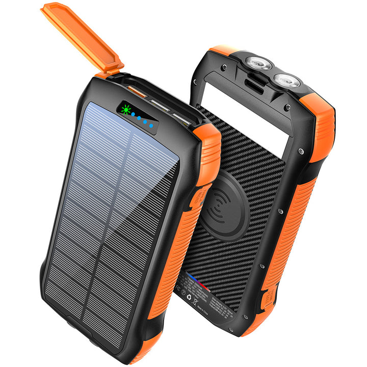 Solar-powered power bank with wireless charging function and LED flashlight Stornfield