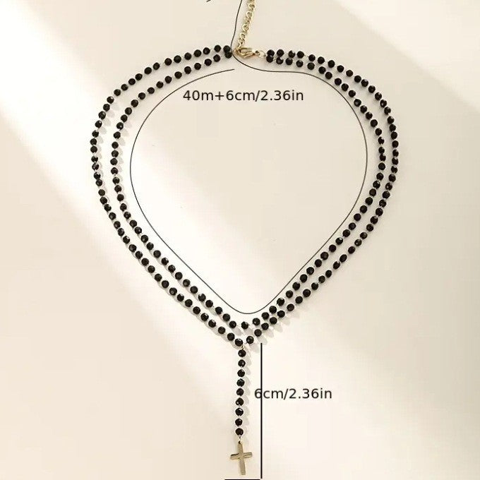 Layered Beaded Cross Necklace Stornfield
