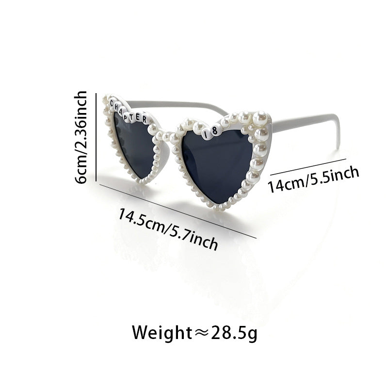 Pearl-Accented Heart-Shaped Sunglasses Stornfield