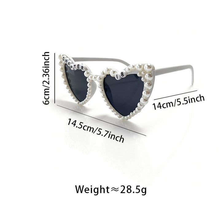 Pearl-Accented Heart-Shaped Sunglasses Stornfield
