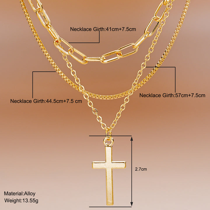 Multi-Layered Cross Pendant Necklace Stornfield