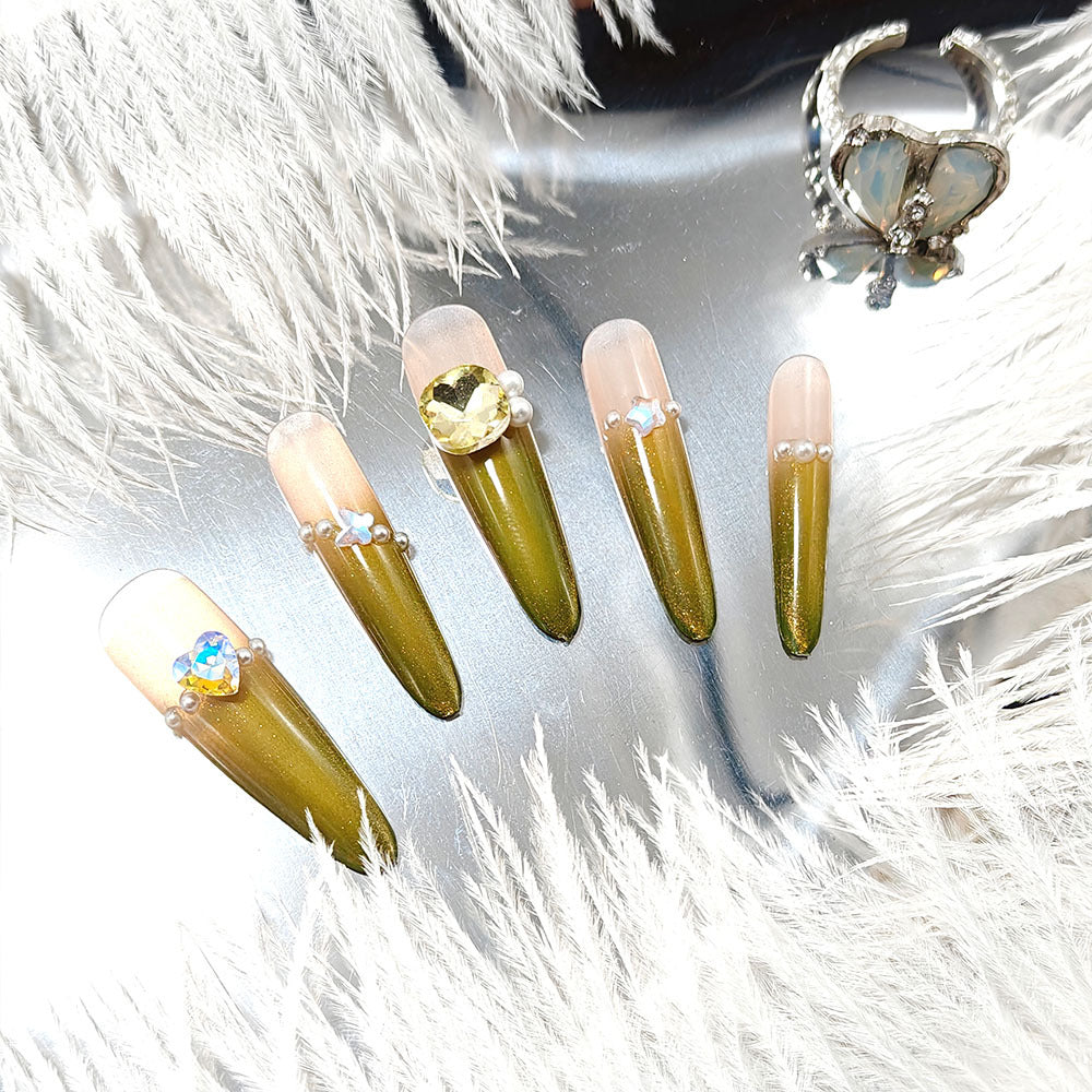 Artificial nails with Elegant Ombre Effect and Glitter Accents Stornfield