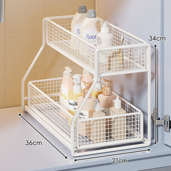 Multi-Level Pull-Out Mesh Under-Sink Organizer with Slide Rails
