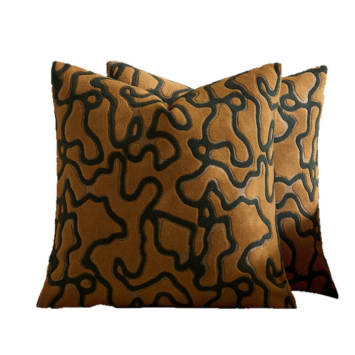 Tufted Chenille Abstract Maze Square Throw Pillow Cover