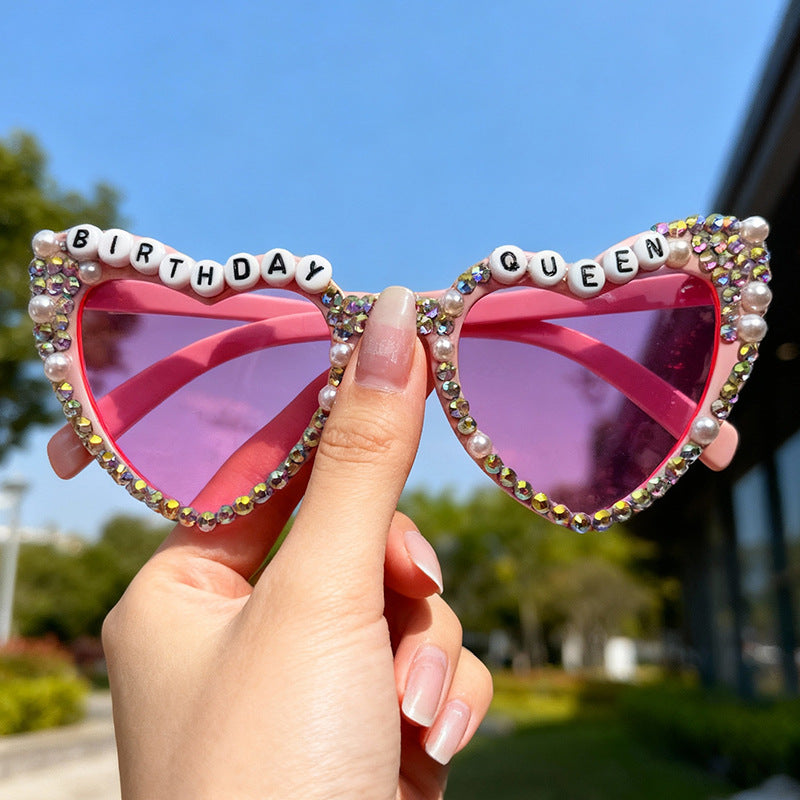 Decorative Rhinestone-Embellished Heart-Shaped Sunglasses Stornfield
