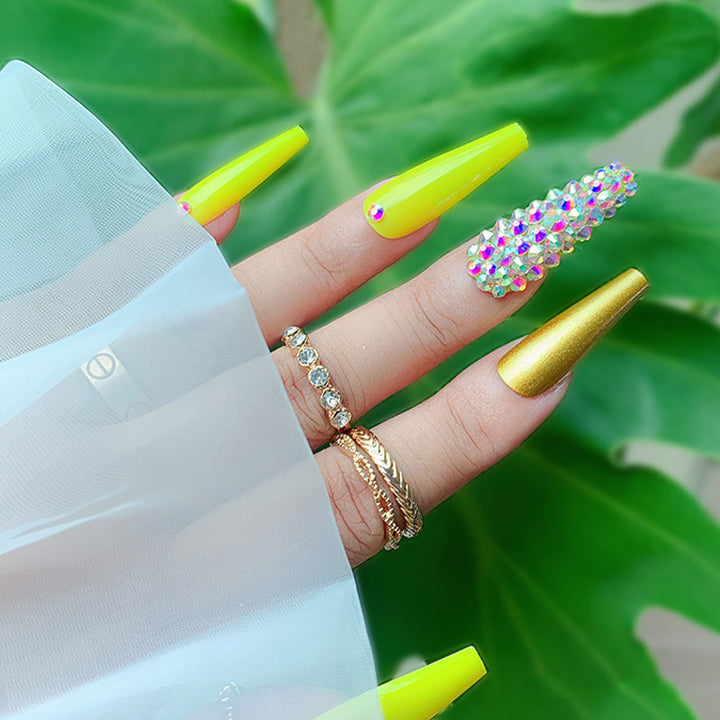 Decorative Stiletto Nail Extensions with Rhinestones