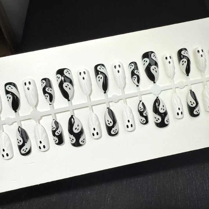 Artistic Ghost-Themed Press-On Nails
