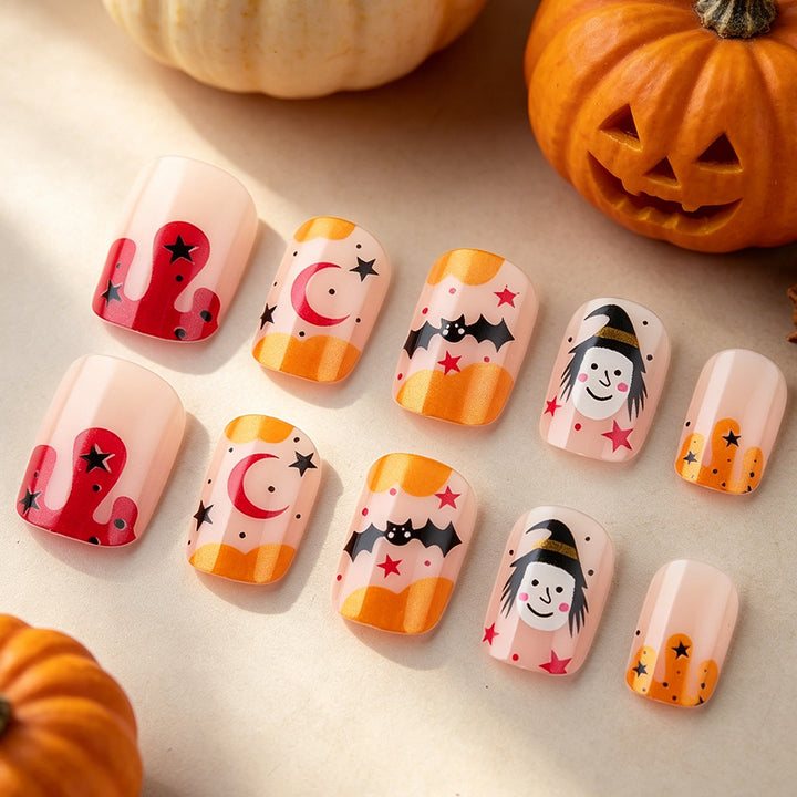 Whimsical Halloween-Themed Press-On Nail Art Set Stornfield