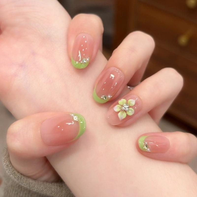 Floral French Tip Press-On Nails