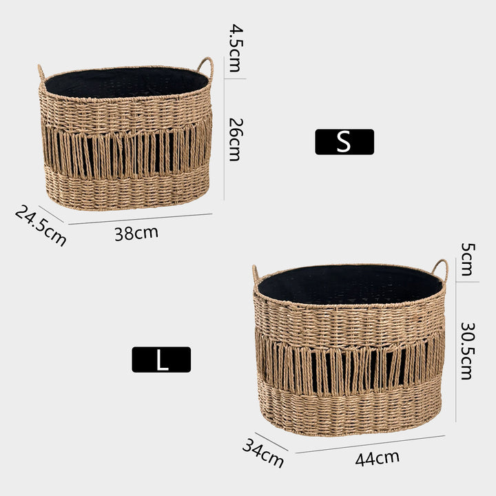 Decorative storage basket with fringes Stornfield