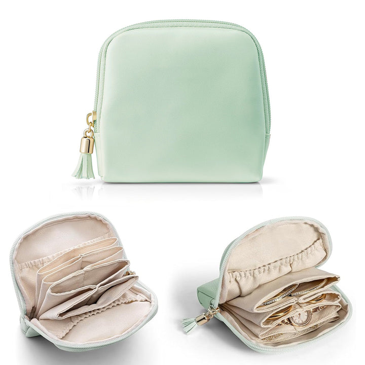 Cosmetic organizer with structured interior and elegant tassel Stornfield