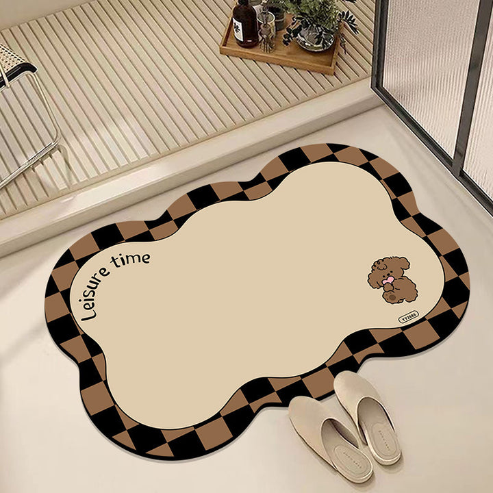 Cartoon-Inspired Plush Bath Mat for Bathroom