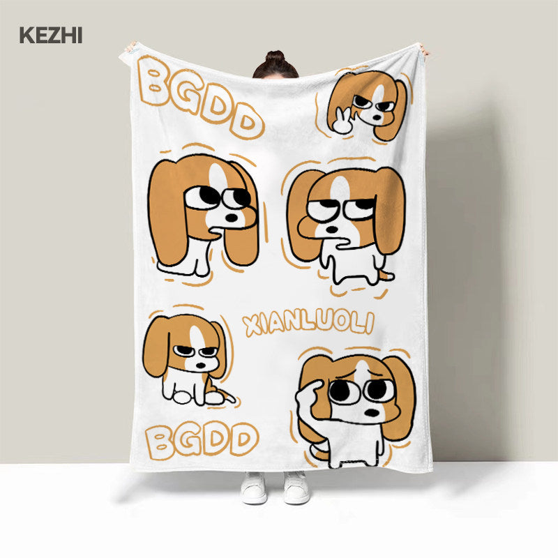 Cute Cartoon Dog-Themed Fleece Blanket