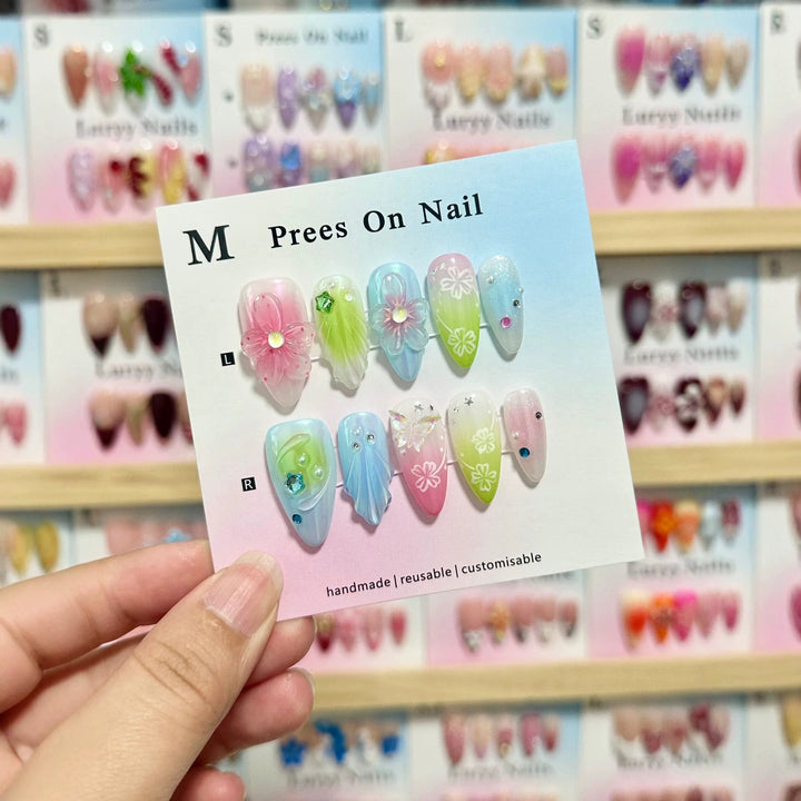 Artistic Handcrafted Press-On Nail Art Set