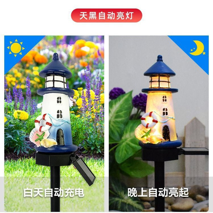 Solar-Powered Coastal Lighthouse Garden Stake Light With Warm LED Resin Lantern And Dusk-To-Dawn Sensor Stornfield