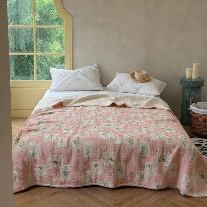 Cotton Gauze Patchwork Quilted Bedspread
