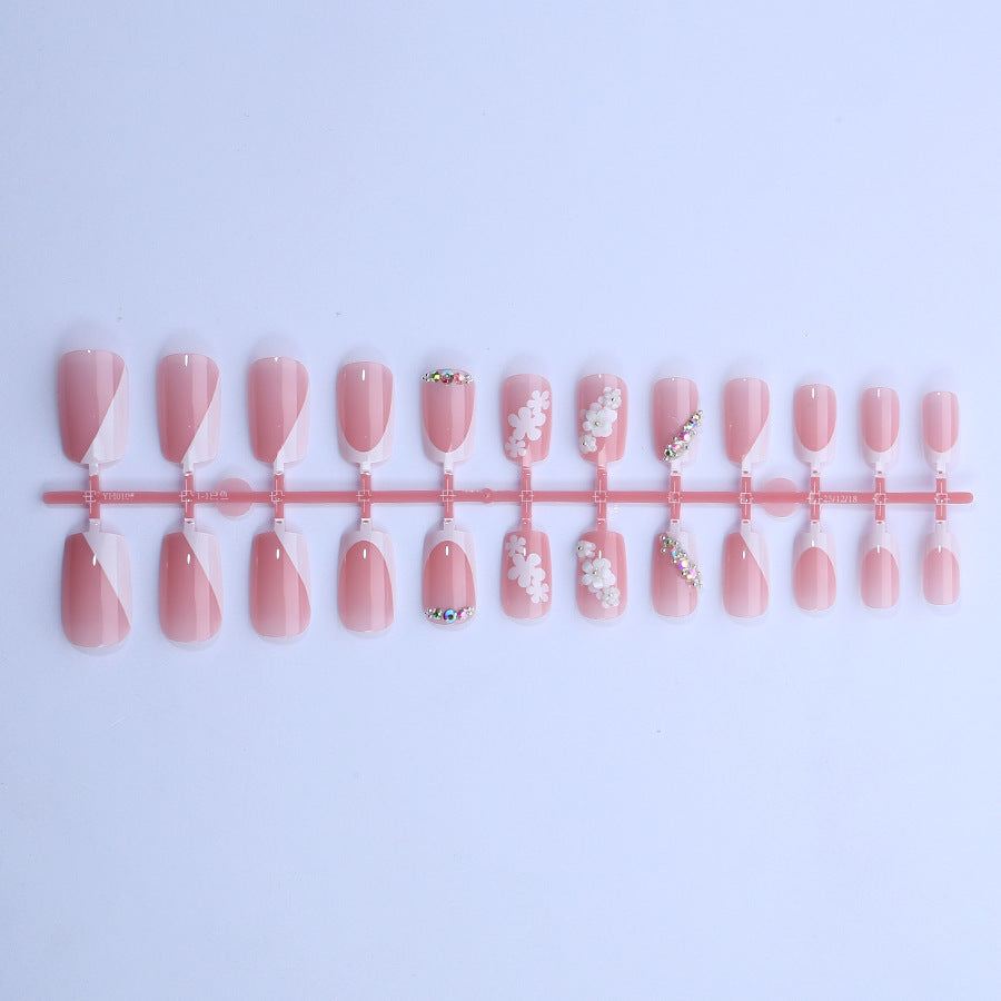 Elegant Floral-Embellished Press-On Nail Art Set Stornfield