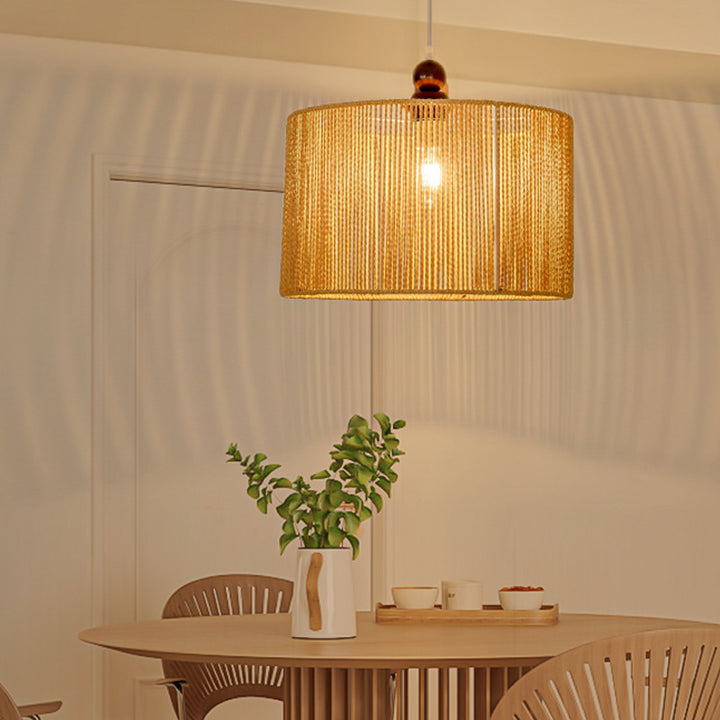 Textured Rattan Pendant Light