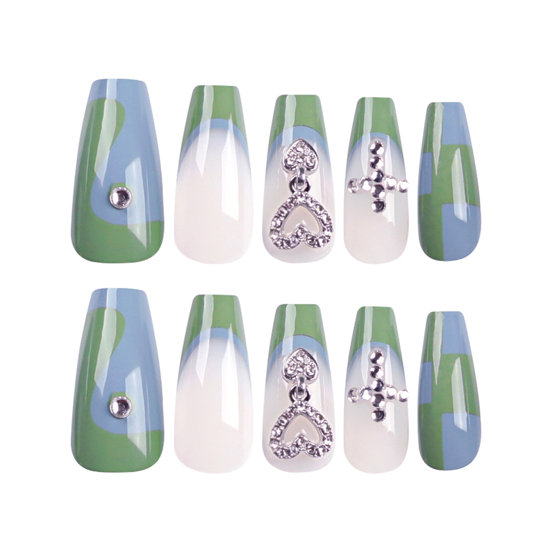 Artistic nail extensions with decorative jewelry effect Stornfield