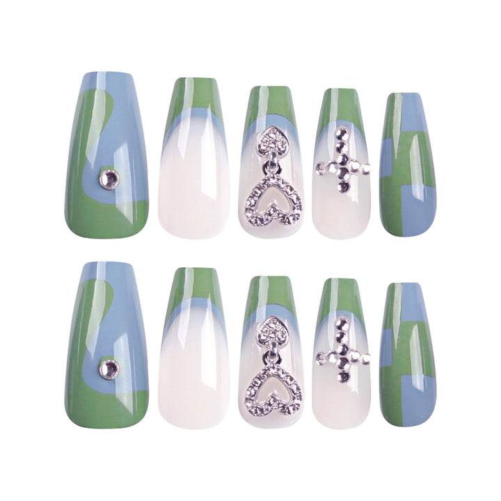 Artistic nail extensions with decorative jewelry effect Stornfield