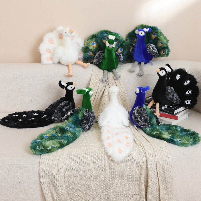 Plush Sitting Peafowl Comforter with Oversized Fluffy Tail Stornfield