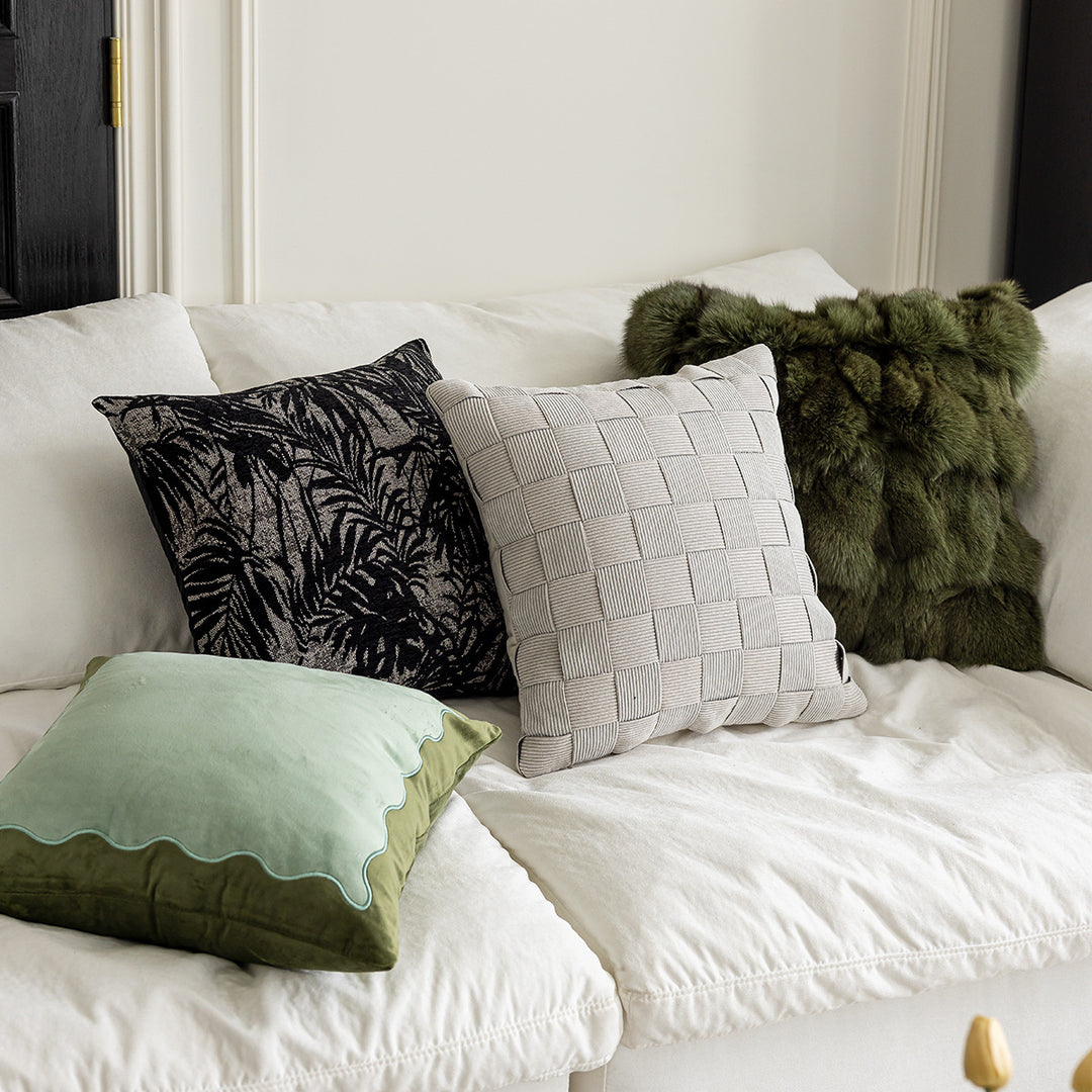 Decorative pillow with botanical motif