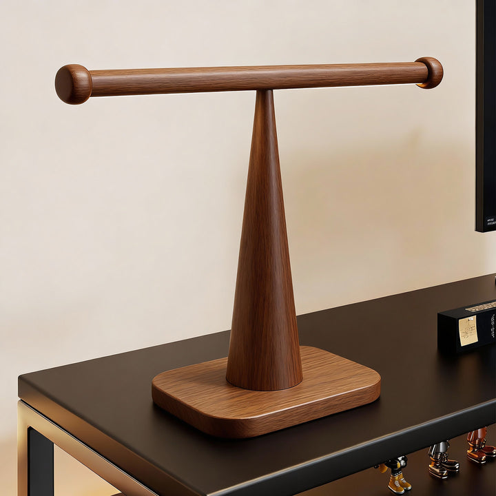 Wooden T-Bar Necklace and Bracelet Display Stand with Stable Rectangular Base