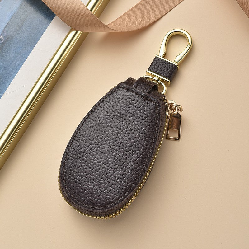 Compact Textured Leather Keychain Pouch Stornfield