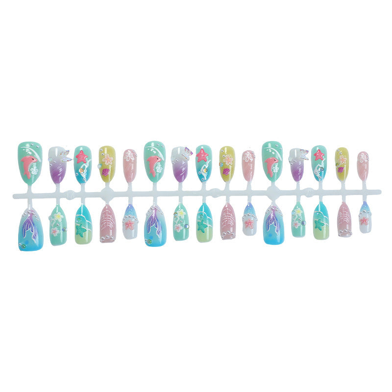 Artificial Nail Set with Maritime Designs Stornfield
