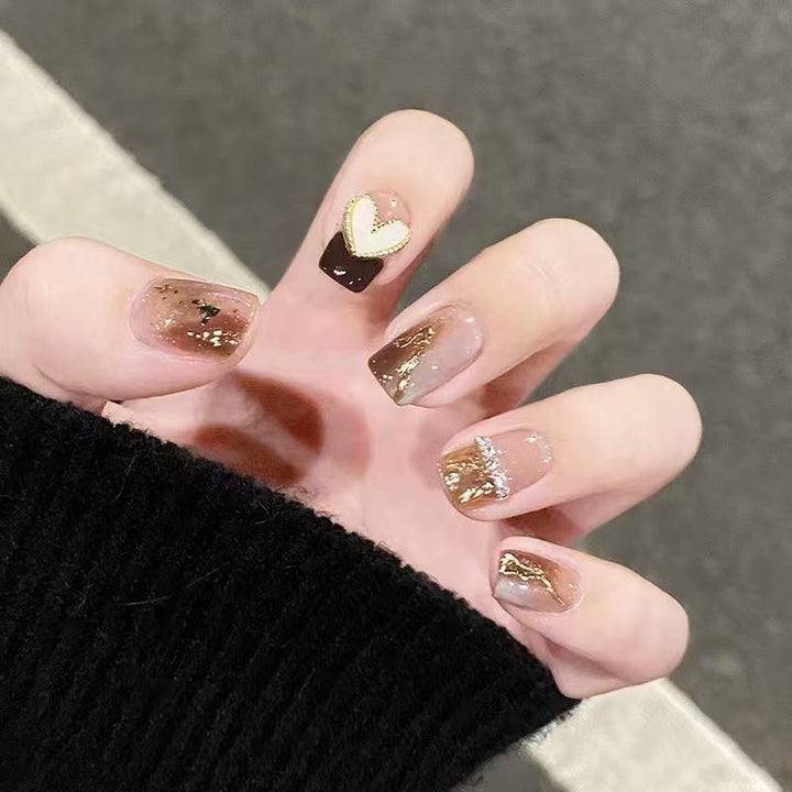 Artistic Heart-Themed Nail Extensions Stornfield