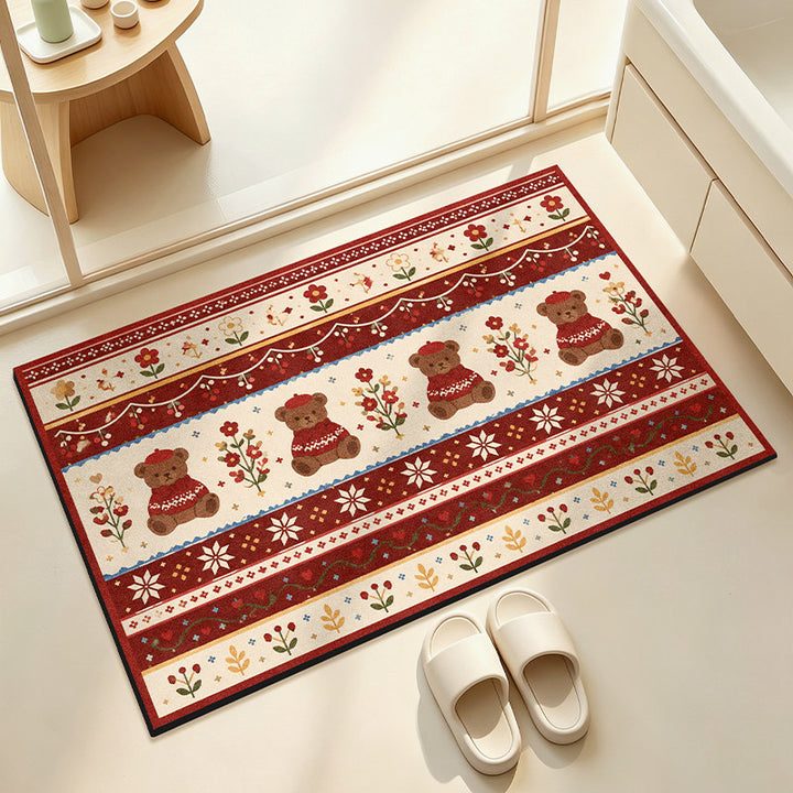 Soft Floral Patterned Bathroom Mat