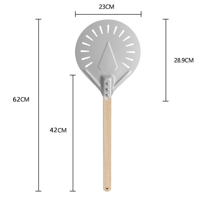 long-handled perforated pizza peel with wooden handle Stornfield