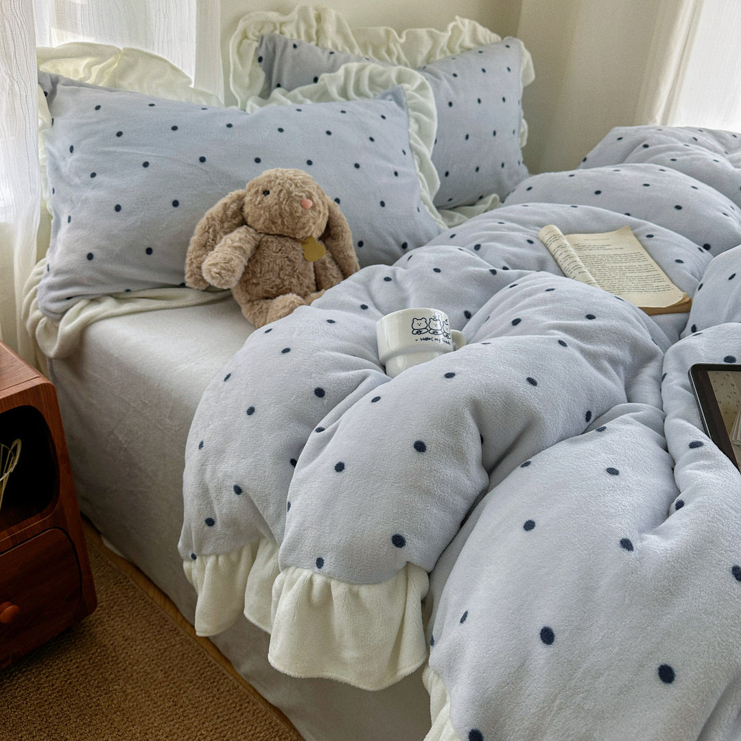 Polka Dot Plush Duvet Set