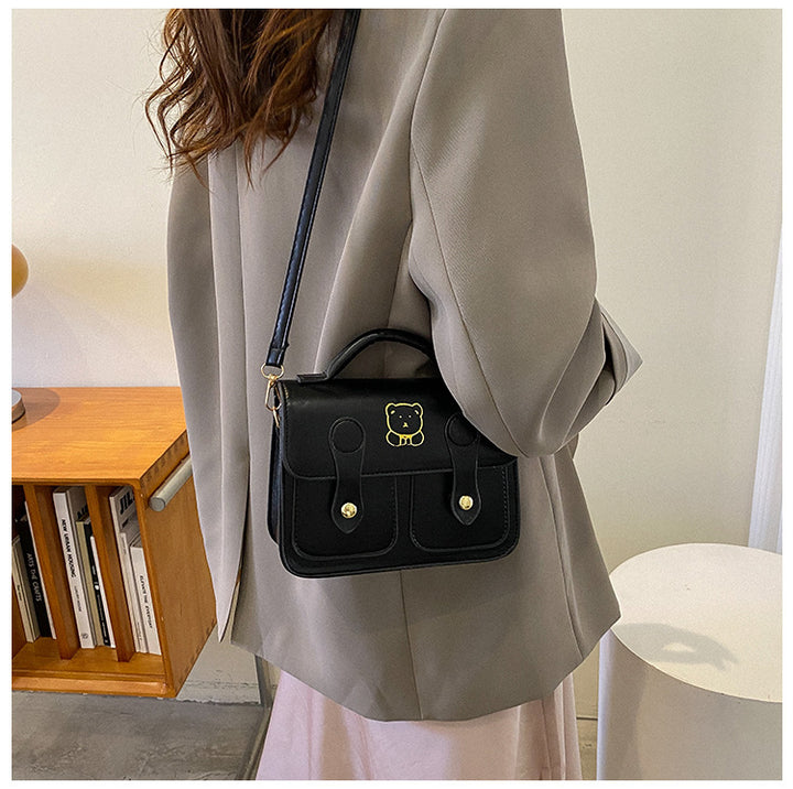 Cute Cartoon-Embellished Mini Satchel