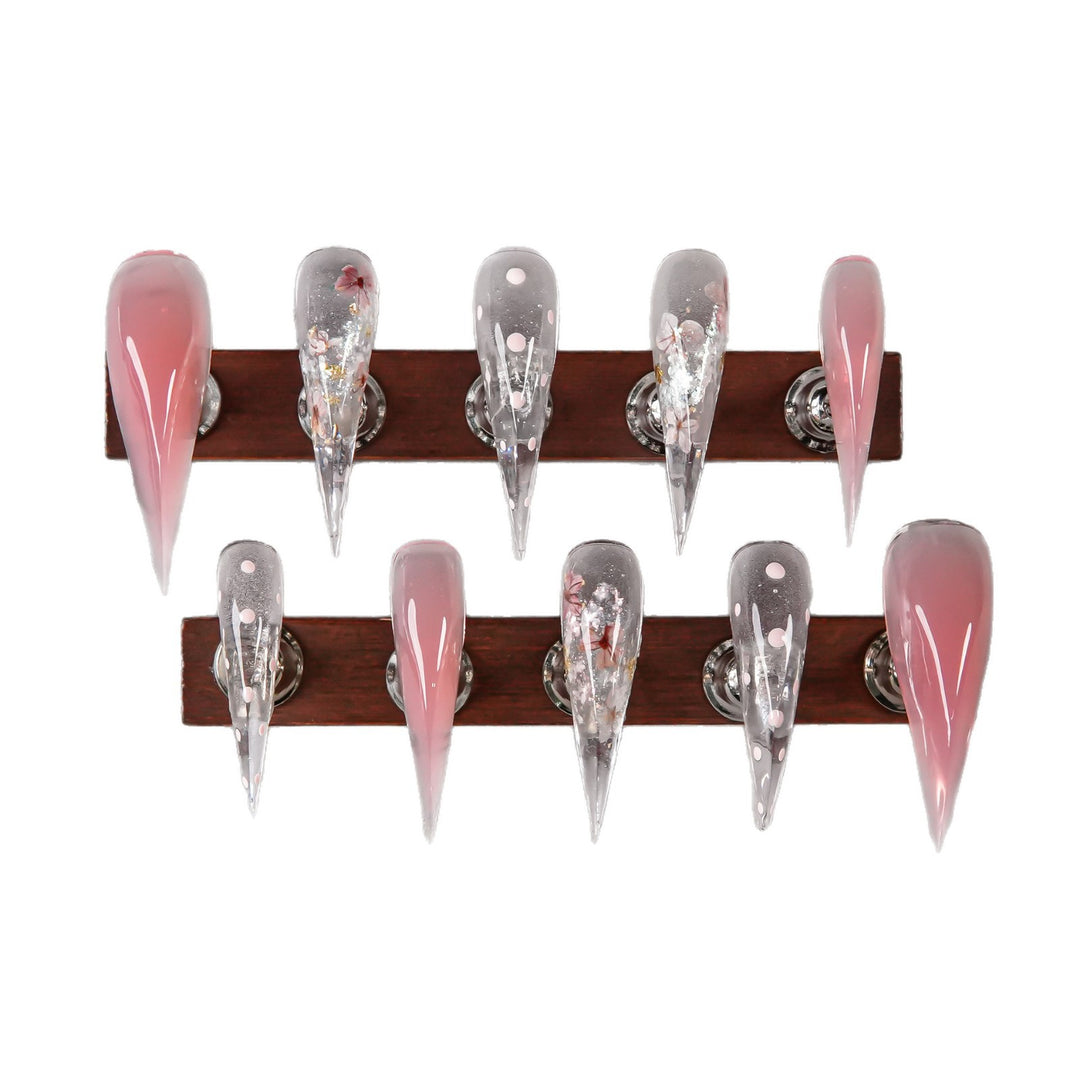 Stiletto Press-On Nail Art Set with Stylish Metallic Accents