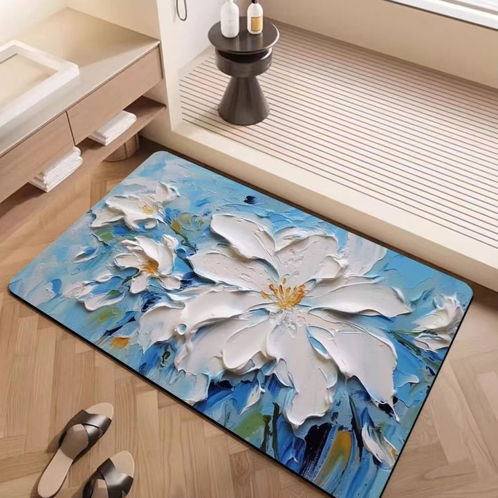 Luxury Textured Floral Bath Mat Stornfield