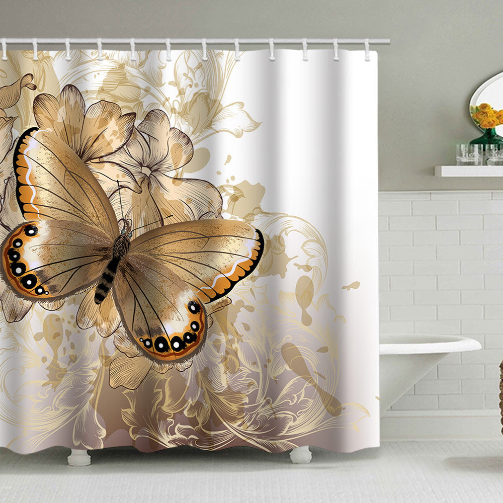 Butterfly-Inspired Floral Shower Curtain Stornfield