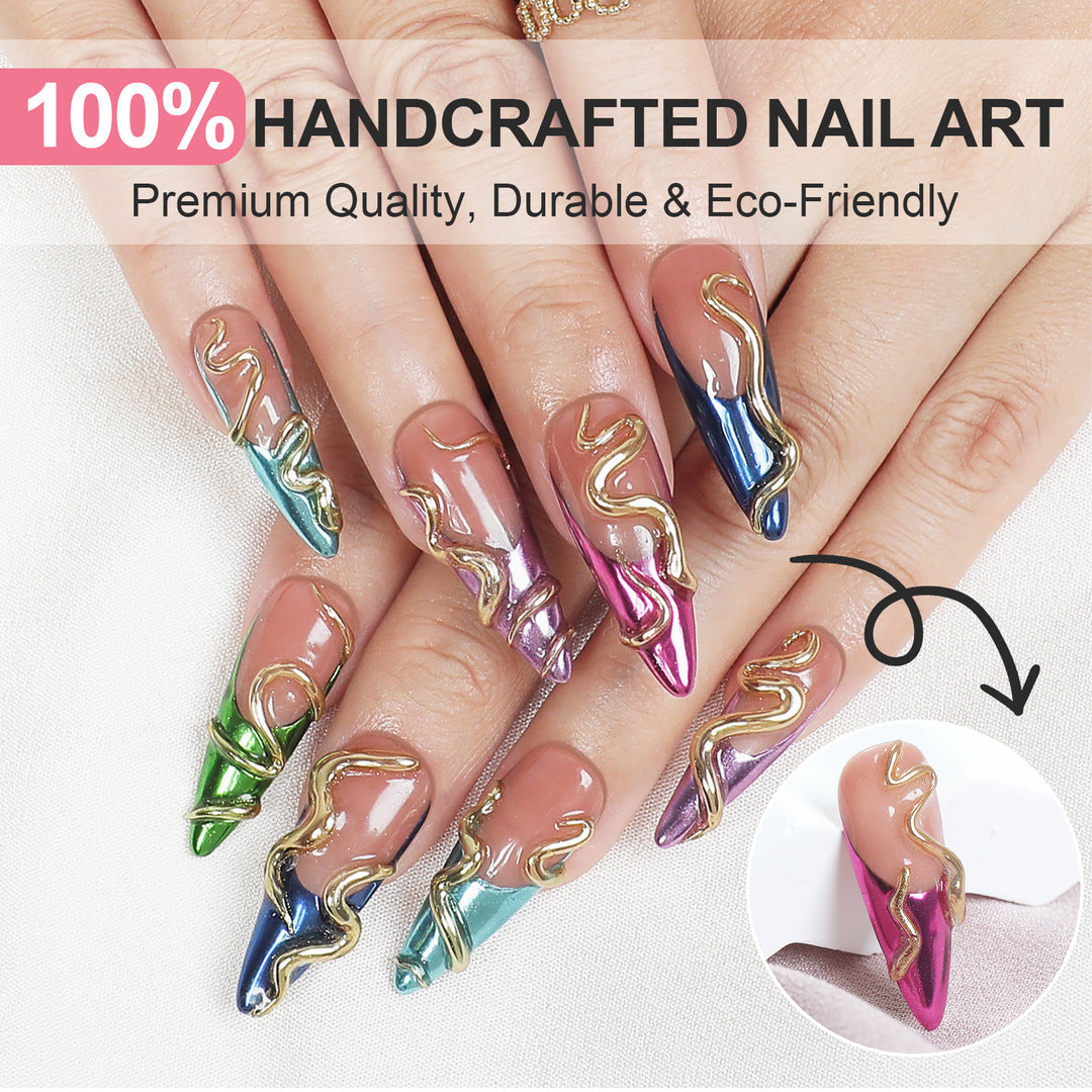 Artificial nail set in elegant design with creative accents Stornfield